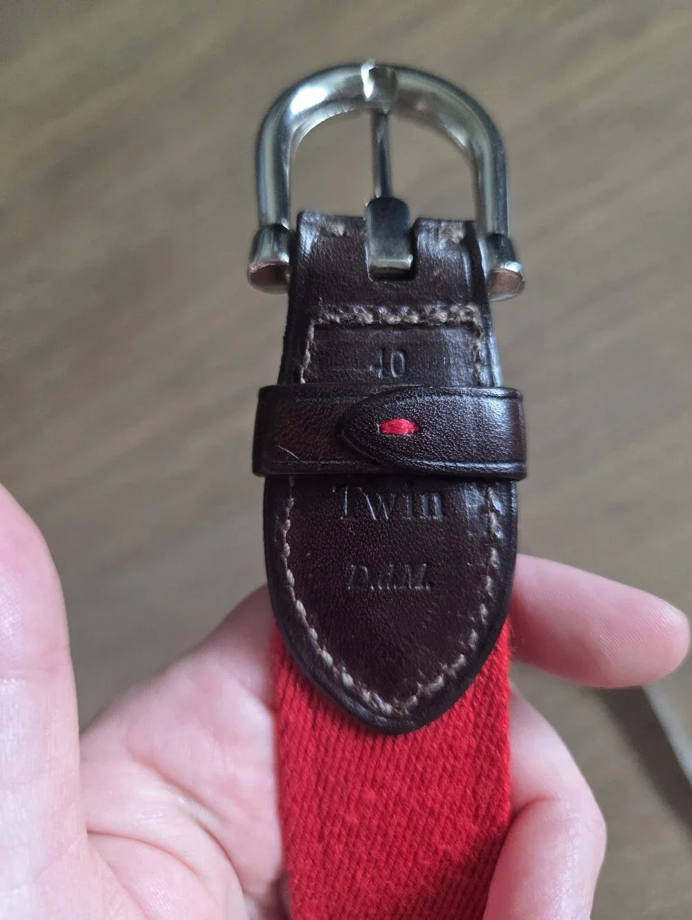 Ermenegildo Zegna Brown Leather Red Fabric Belt D.d.M.